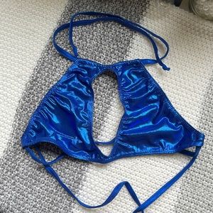 Sparkly blue keyhole rave top